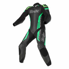 Bela Rocket Man 1PC Leather Motorcycle Racing Suit Black Green Front