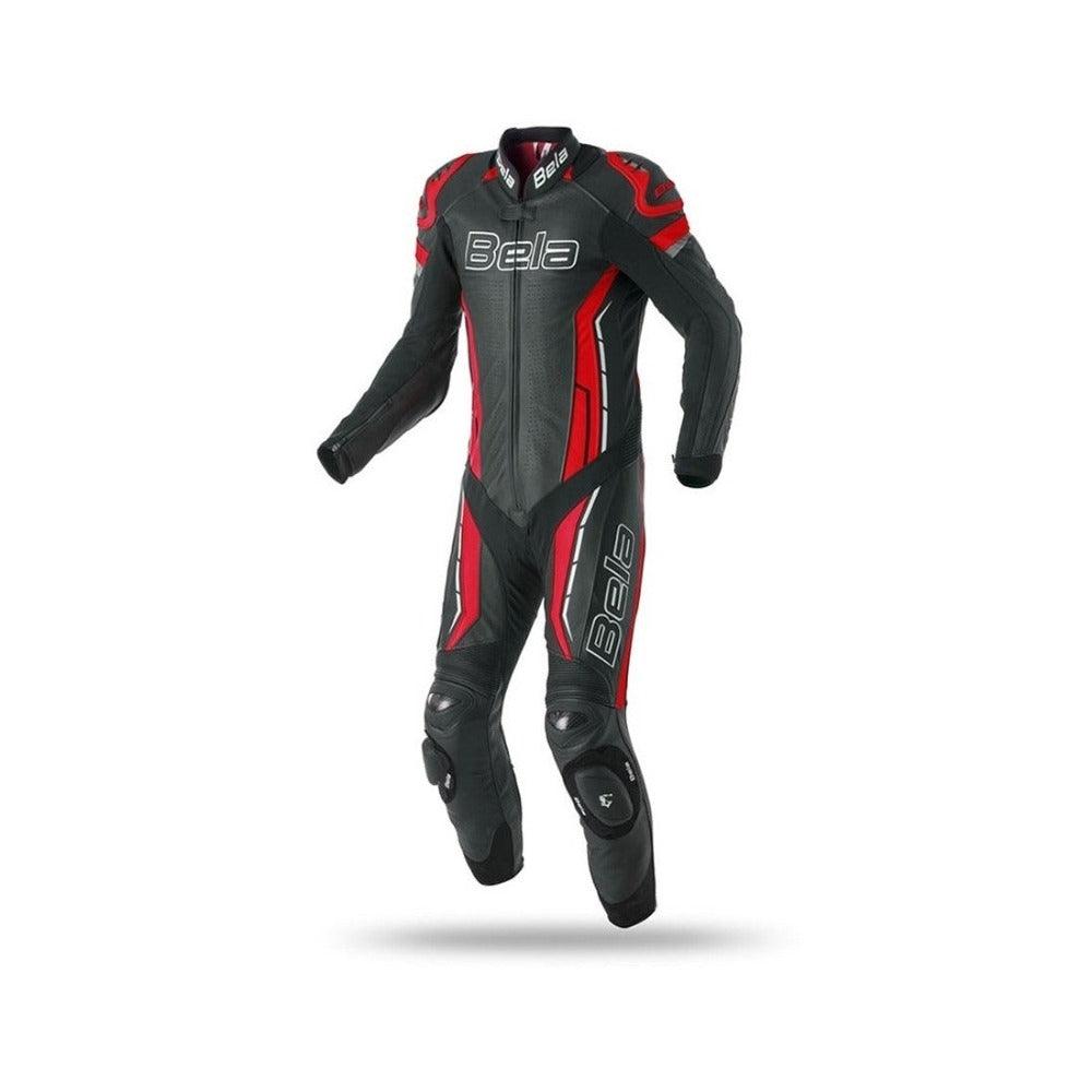 Bela Rocket Man 1PC Leather Motorcycle Racing Suit Black Red Front