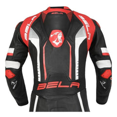 Bela X-Race 1PC Leather Racing Suit Black White Red Back Zoom