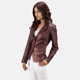 Womens Ruby Metallic Leather Blazer Jacket-2