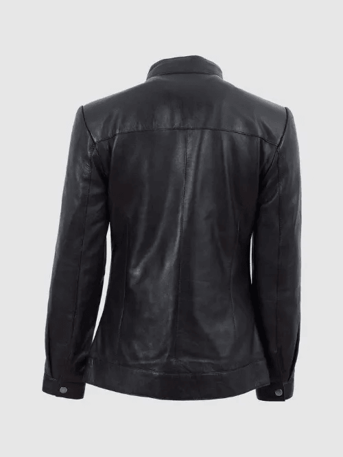 Women's Black Biker Leather Jacket-1