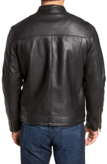 Black Casual Leather Jacket Men-1
