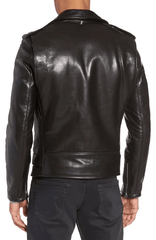 Black Leather Biker Jacket Men-2