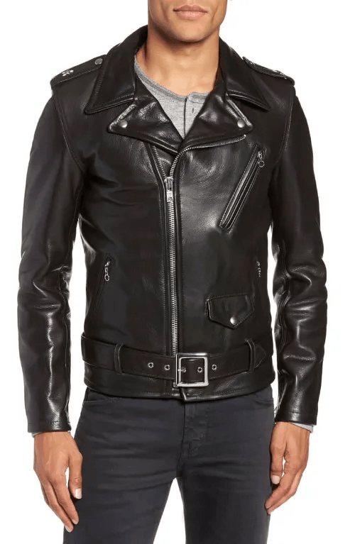 Black Leather Biker Jacket Men