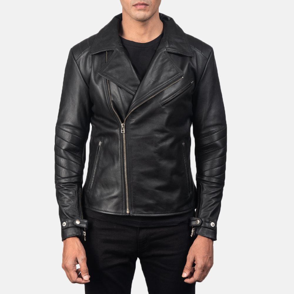 Black Leather Motorbike Jacket Men