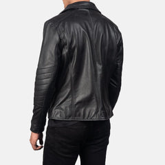 Black Leather Motorbike Jacket Men-2