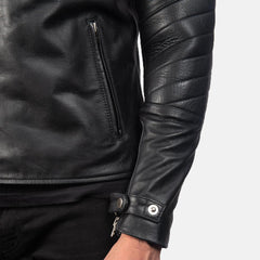 Black Leather Motorbike Jacket Men-1