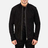 Mens Black Suede Biker Leather Jacket-3