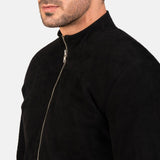 Mens Black Suede Biker Leather Jacket-1