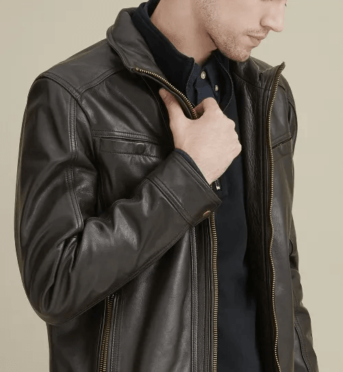 Mens Black Vintage Leather Jacket-2