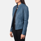 Women's Flashback Blue Biker Jacket-1