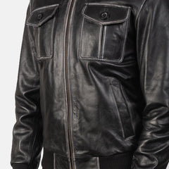 Mens Bomber Style Leather Jacket-1