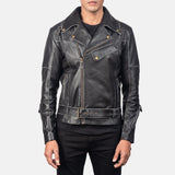 Bright Black Biker Jacket Men-1