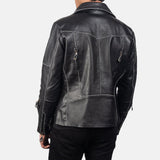 Bright Black Biker Jacket Men-3