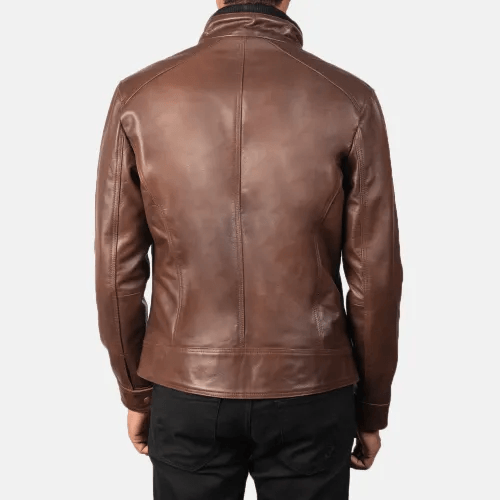 Mens Brown Cowhide Leather Jacket-2