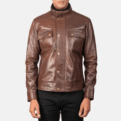 Mens Brown Cowhide Leather Jacket-3