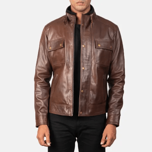 Mens Brown Cowhide Leather Jacket