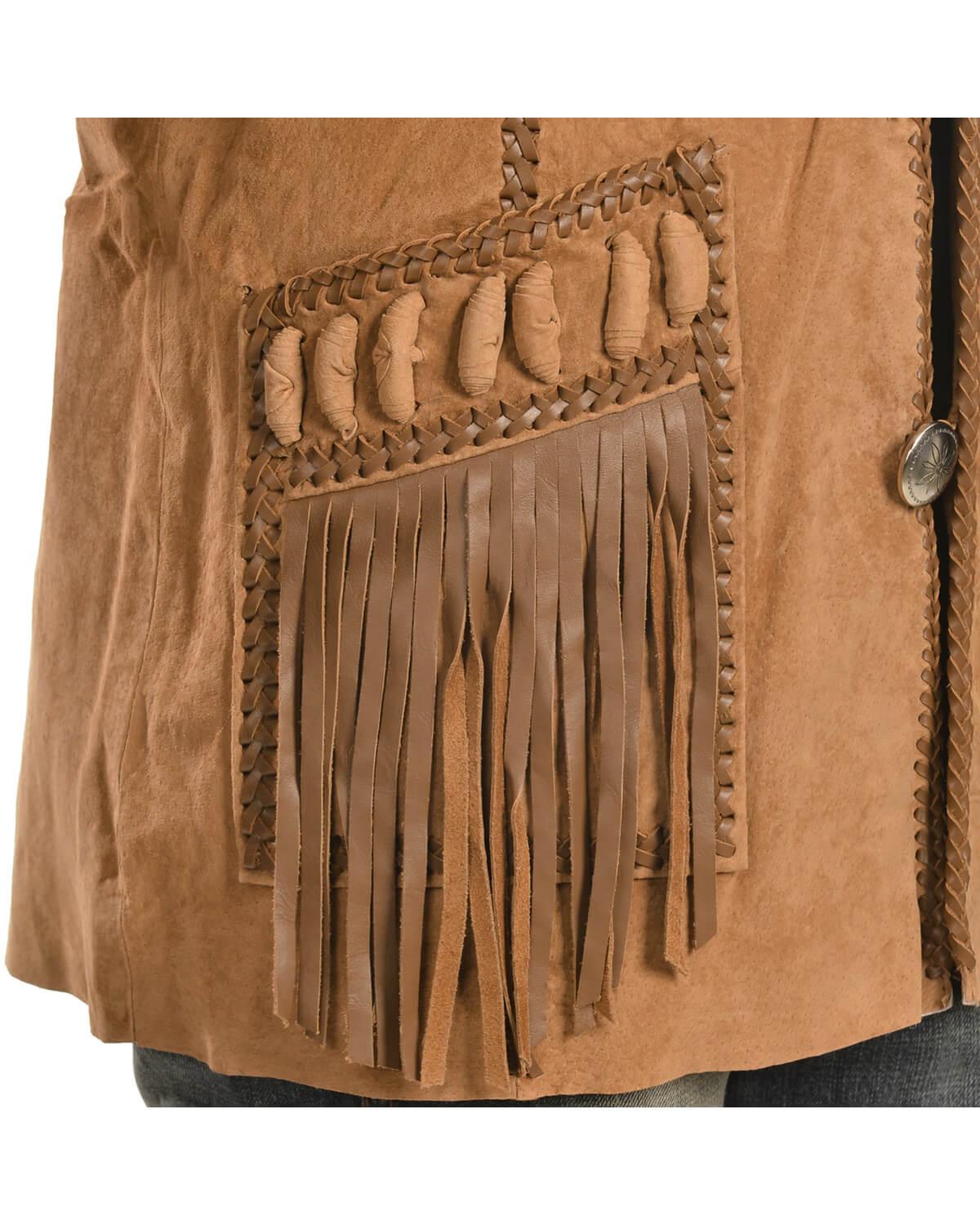 Brown Fringe Leather Jacket Mens-5