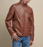 Brown Leather Fashion Jacket-3