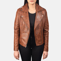 Brown Waxed Leather Jacket Women