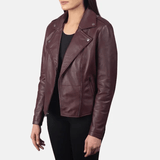 Flashback Maroon Leather Biker Jacket-2