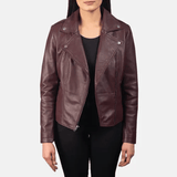 Flashback Maroon Leather Biker Jacket-1