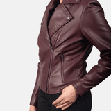 Flashback Maroon Leather Biker Jacket-3