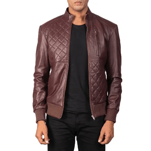 Mens Burgundy Leather Jacket-1