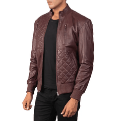 Mens Burgundy Leather Jacket-3