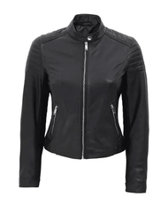Carrie Women's Slim Fit Leather Jacket Black-1