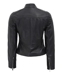Carrie Women's Slim Fit Leather Jacket Black-3