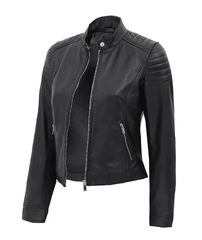 Carrie Women's Slim Fit Leather Jacket Black