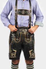 Classic Black Bavarian Lederhosen for Men