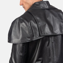 Mens Classic Black Leather Duster-1