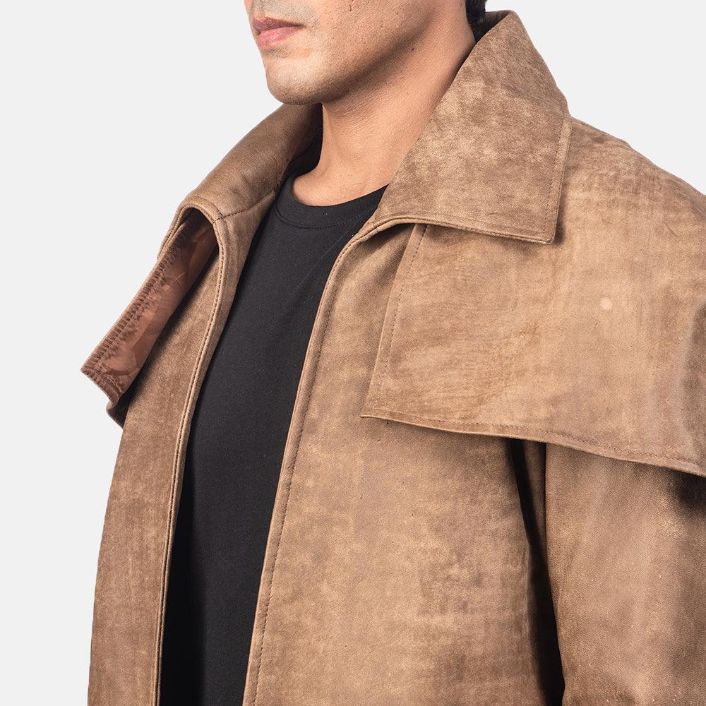 Mens Classic Brown Leather Duster-3