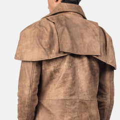 Mens Classic Brown Leather Duster-2