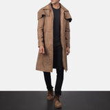 Mens Classic Brown Leather Duster-1