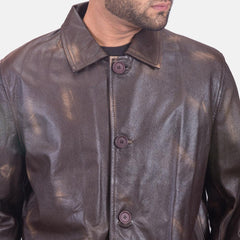 Mens Classmith Brown Leather Coat-1