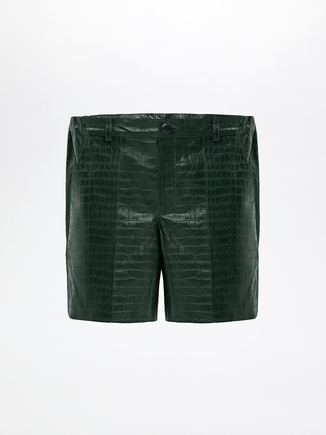 ﻿Croc-Embossed Leather Short For Men-4
