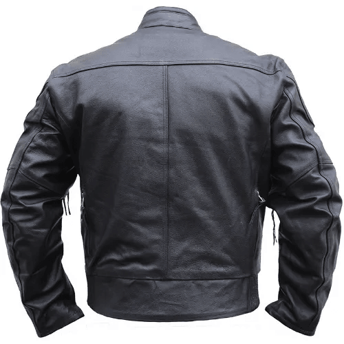 Mens Cruiser Black Leather Motorcycle Jacket-2