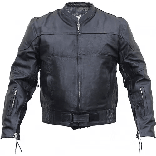 Mens Cruiser Black Leather Motorcycle Jacket
