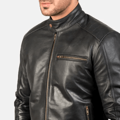 Dean Black Leather Biker Jacket Men-1