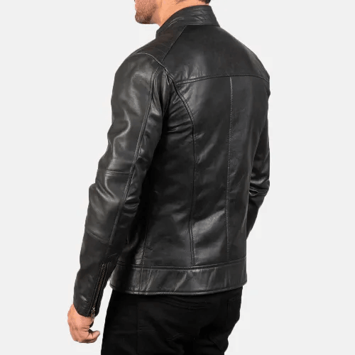 Dean Black Leather Biker Jacket Men-2