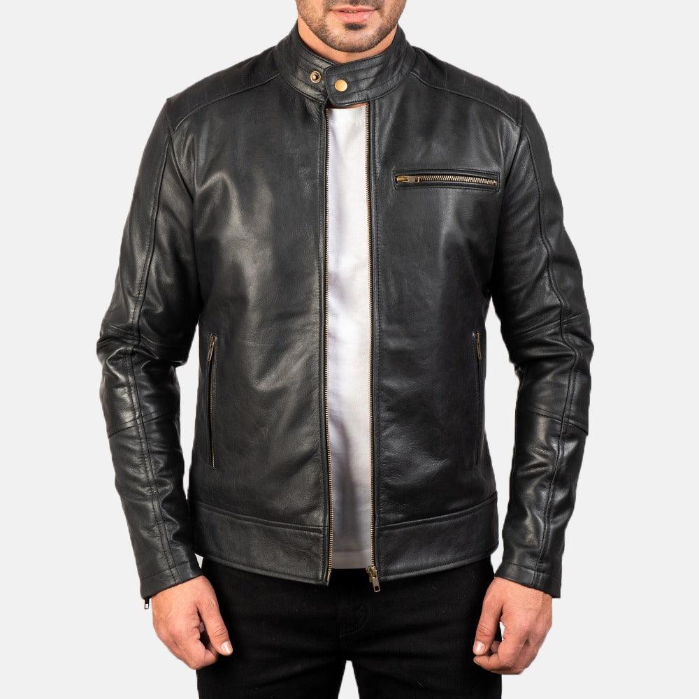 Dean Black Leather Biker Jacket Men