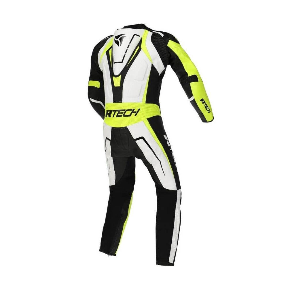 Defender GP Racing Suit 1Pc Black White Yellow Back
