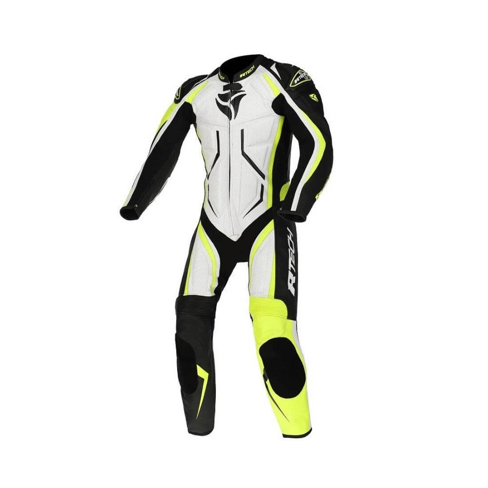 Defender GP Racing Suit 1Pc Black White Yellow Front