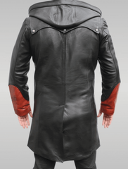 Devil May Cry Dante Jacket Black Leather Hooded Coat Back