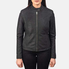 Womens Distressed Black Leather Jacket