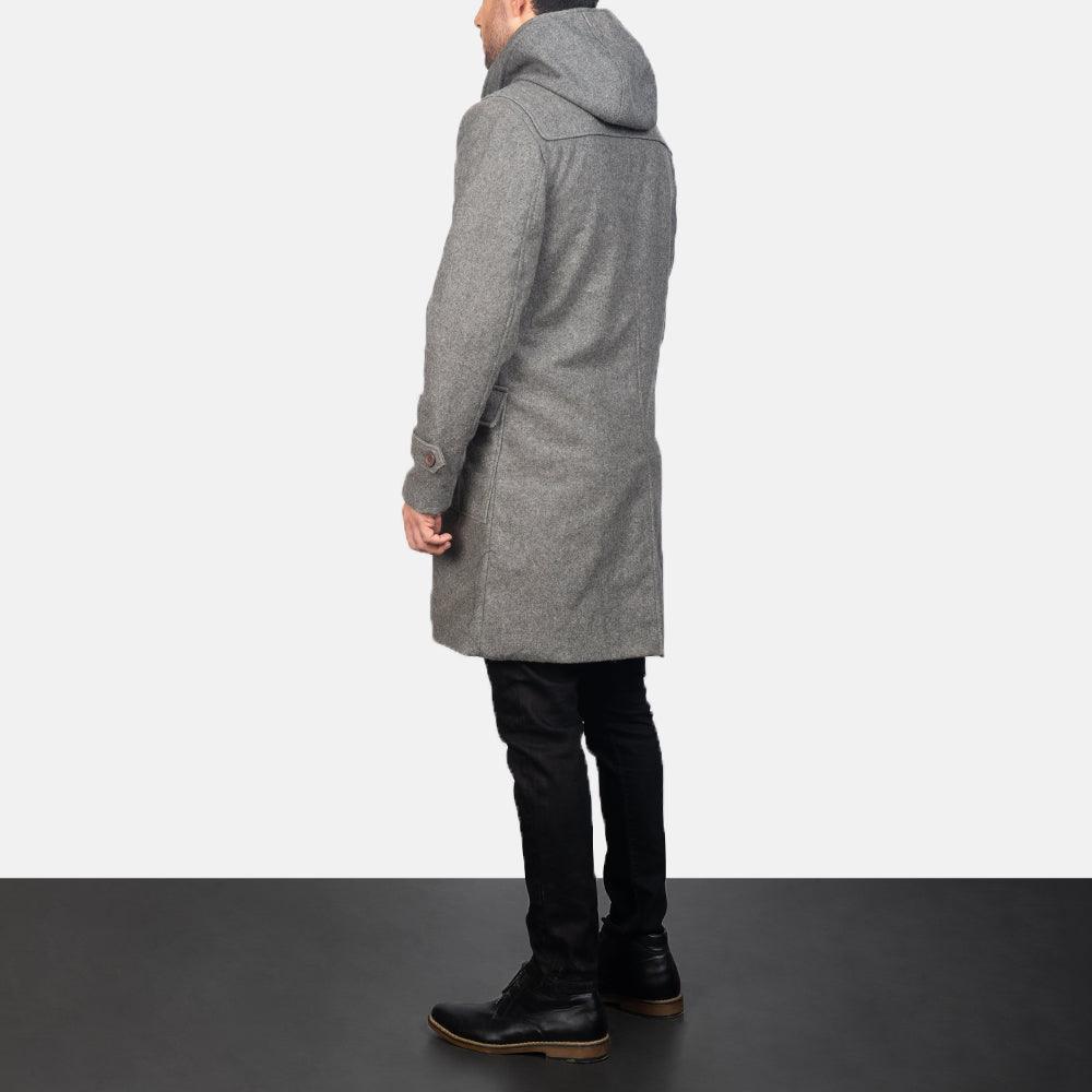 Mens Drake Grey Wool Duffle Coat-3