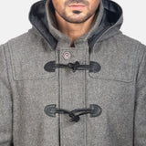 Mens Drake Grey Wool Duffle Coat-2